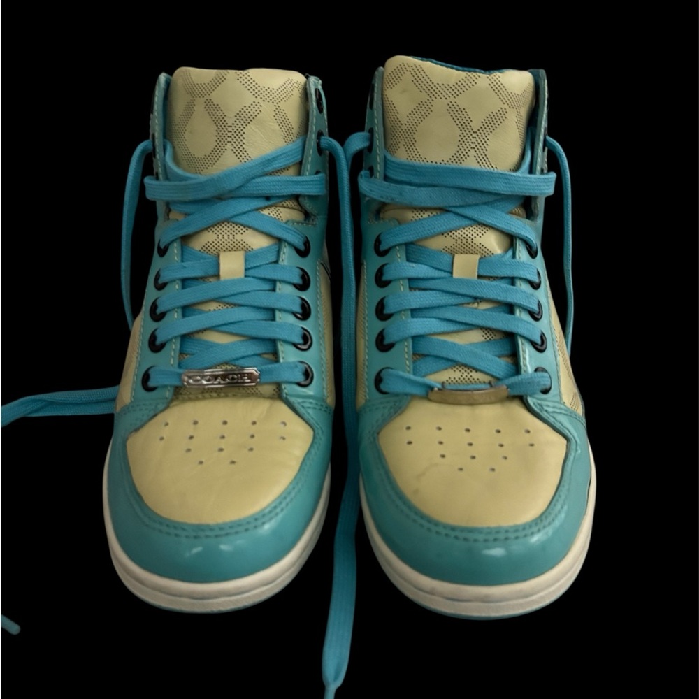 Coach Turquoise and Beige Sneakers